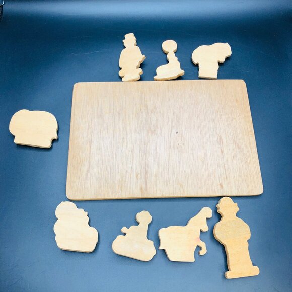 80s Circus Clown Show Wooden Puzzle COMPLETE Vintage Animal Silhouette Shape - Picture 6 of 10